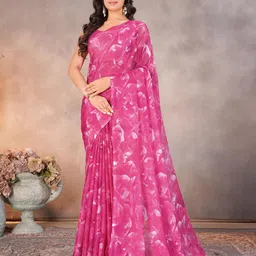 Garden Vareli Women Floral Pure Chiffon Saree-image-66