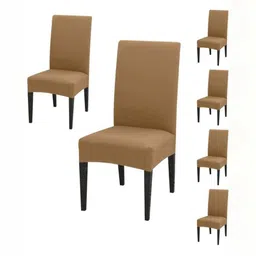 GIFTS ISLAND Set Of 6 Camel Brown Chair Covers-image-46