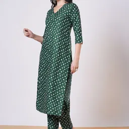 KALINI Women Bandhani Printed Regular Kurta with Trousers image 3