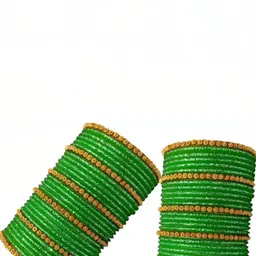 SHRASHTI Green Glass Artificial Stones & Beads Bangle image 3