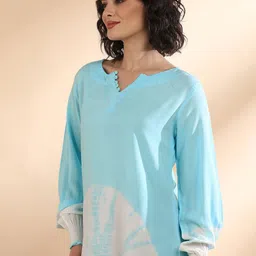 CORSICA Tie and Dye Mandarin Collar Regular Top image 2