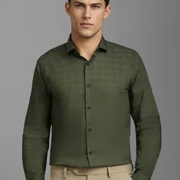 Louis Philippe Ath.Work Textured Spread Collar Long Sleeves Regular Fit Formal Shirt-picture-38