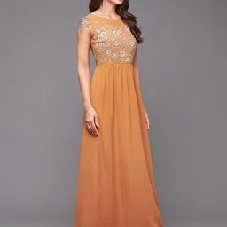 Miss Chase Women Sequins Embroidered Boat Neck Sleeveless Maxi Dress image 3