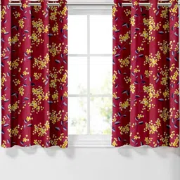 Aura Red & Yellow Set of 2 Floral Window Curtain image 3