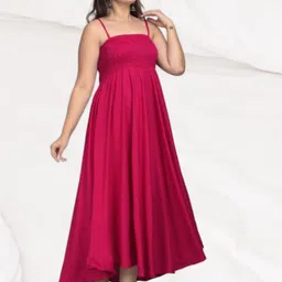 buyuniquefashion Women Fit and Flare Pink Midi/Calf Length Dress image 4
