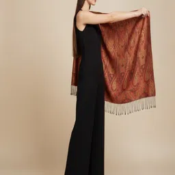 muffly Printed Wool Blend Women Brown Stole image 3