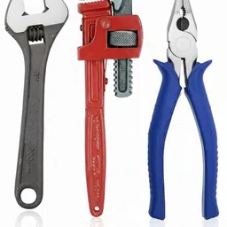mazboot 3 Pc Set Tool Kit for Household | 8 Inch Spanner, 8 Inch Plier, 10 Inch Wrench Set of 3 with 8 Inch Spanner, 8 Inch Plier, 10 Inch Pipe Wrench Double Sided Pipe Wrench-picture-43