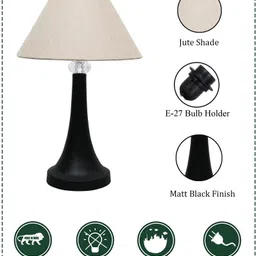 glowhere Modern Metal Table Lamp, Beige Shade, Ideal for Bedroom & Living Room Table Lamp image 5