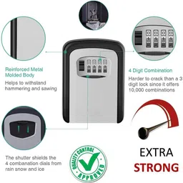 docoss Metal Key Safe Wall Mounted for House Outdoor Storage Key Box Combination Lock image 2