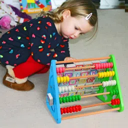 n2j2 shop 5 in 1 Wooden Activity Triangle Center Cube Counting Beads Toys for Babies Montessori Learning Toy for 1-5 Year Old Kids image 5