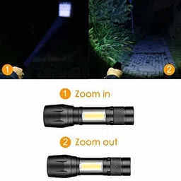 seaspirit USB Rechargeable XPE+COB LED Zoomable Flashlight Torch Lamp Linternas Built in Battery With USB Cable Gift Box Torch Emergency Light55 4 hrs Torch Emergency Light image 4