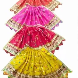 t-kags 4 inch Lahnga Patka For Mata Rani, Laxmi ji, Durga Mata, (Size - 4 inch), Pack of 4 Dress image 1
