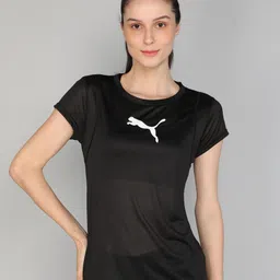 TRAIN ALL DAY TEE Women Printed Crew Neck Polyester Black T-Shirt-image-78