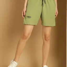 Solid Women Green Basic Shorts-image-15