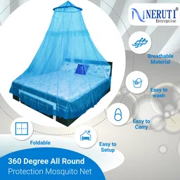 neruti enterprise Polyester Adults Washable Double bed (Round) Mosquito Net image 2