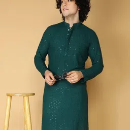 chirasvi Men Embellished Cotton Rayon Straight Kurta-picture-15