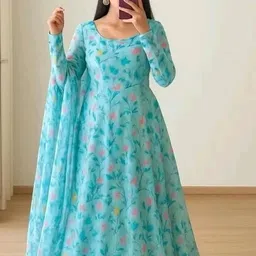 shivalay fashion Printed Georgette Stitched Anarkali Gown-picture-11