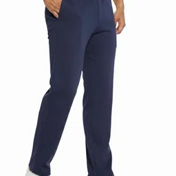 aster Men Solid Dark Blue Track Pants image 4