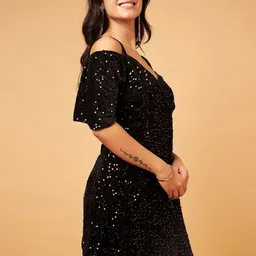 houseofcommon Women Bodycon Black Above Knee/Mid Thigh Length Dress image 4