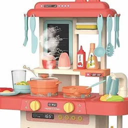 him tax Kitchen Set for Kids Cooking play set Toy with Water Tap Light and Sound Toy image 2