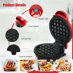 quick5 Mini Waffle Maker, Electric Waffle Maker Iron, Machine Waffle Maker image 3