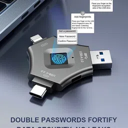 Linkify 128 GB 3 in 1 Fingerprint USB Flash Pen Drive for iPhone, Android,Windows 128 GB Pen Drive Compatible with Desktop Computer, Laptop, Mobile, Tablet USB 3.1 Metal Case image 4