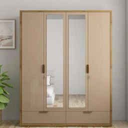 casacraft from pepperfry Carlos 4 Door Wardrobe With Mirror & Locker in High Gloss Finish-picture-24