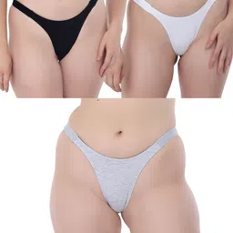 selfcare Pack of 3 Women Thong Grey, Black, White Panty-picture-14