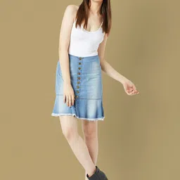 The Roadster Lifestyle Co Mid-Rise Knee Length A-Line Mini Skirt image 2