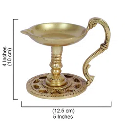 Two Moustaches Brass Aarti Diya with Handle image 4