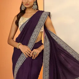 Libas Embellished Embroidered Silk Blend Heavy Work Saree image 3