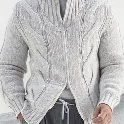 HERE&NOW Men White Acrylic Loose Fit Sweaters image 3