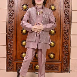ahhaaaa Boys Sequin Embroidered Sherwani Set image 3