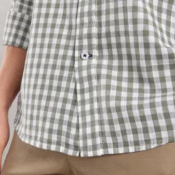 Nautica Cotton Linen Gingham Checked Slim Fit Casual Shirt image 3