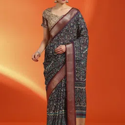 Mitera Woven Design Zari Silk Blend Sungudi Saree-picture-32