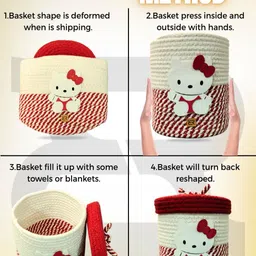 ROUGH ROAD STORE White Kitty Basket image 3