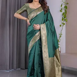 RUNAYA NX Woven Design Ethnic Motifs Zari Banarasi Saree image 2