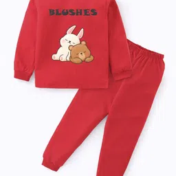 BLUSHES Kids Graphic Printed Round Neck Pure Cotton T-shirt With Joggers-picture-23