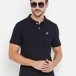 Bishop Cotton Men Polo Collar Indigo T-shirt-picture-23