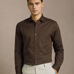 Louis Philippe Men Slim Fit Textured Spread Collar Pure Cotton Formal Shirt-picture-17