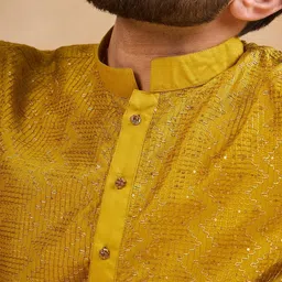 SWAGG INDIA Men Embroidered Thread Work Liva Kurta image 2