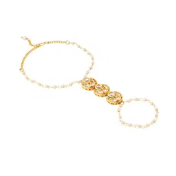 Yellow Chimes Women Gold-Plated Artificial Stones Ring Bracelet image 3