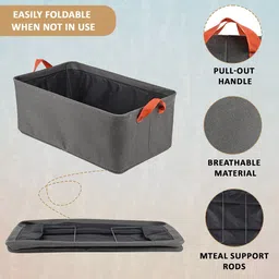 Kuber Industries Grey & Orange 4 Pieces Cotton Drawer Organisers image 5