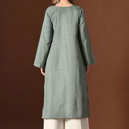 KALINI Women Flared Sleeves Thread Work Kurta image 4