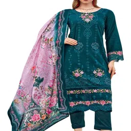 DRAVINAM Trends Embroidered Pure Cotton Unstitched Dress Material-picture-50