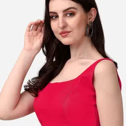 HERE&NOW Round Neck Sleeveless Padded Saree Blouse image 3