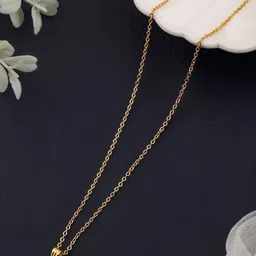 SZN Set Of 2 Gold-Plated Artificial Stones Studded Square Shaped Pendants With Chains image 2