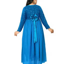DP FABRICS NatashaN Girls Self Design Round Neck Sequinned Fit & Flare Maxi Dress image 4