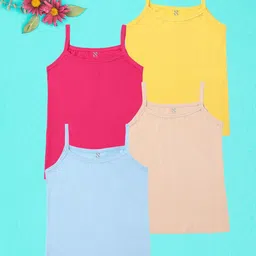 NUSYL Girls Pack Of 4 Cotton Camisoles-picture-13