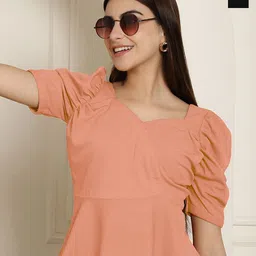 Tromko Pack of 2 Casual Regular Sleeves Solid Puff Sleeve Top-picture-19